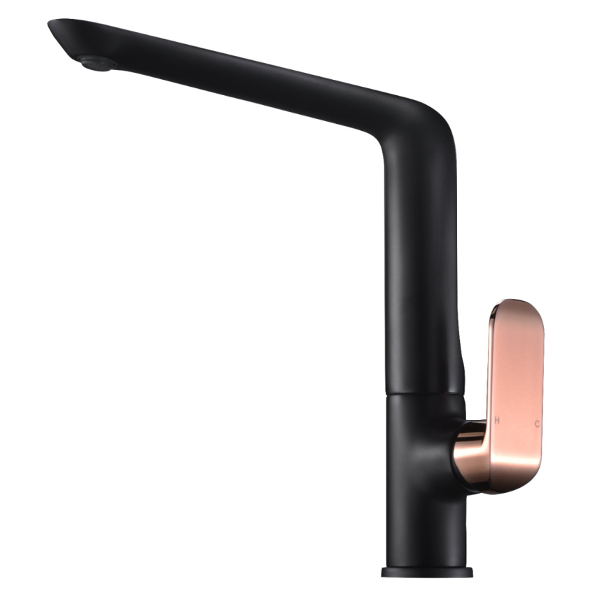 Kara Sink Mixer Black & Rose Gold Handle