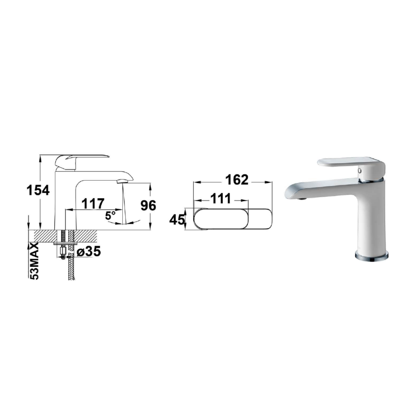 Kara Basin Mixer Chrome & White