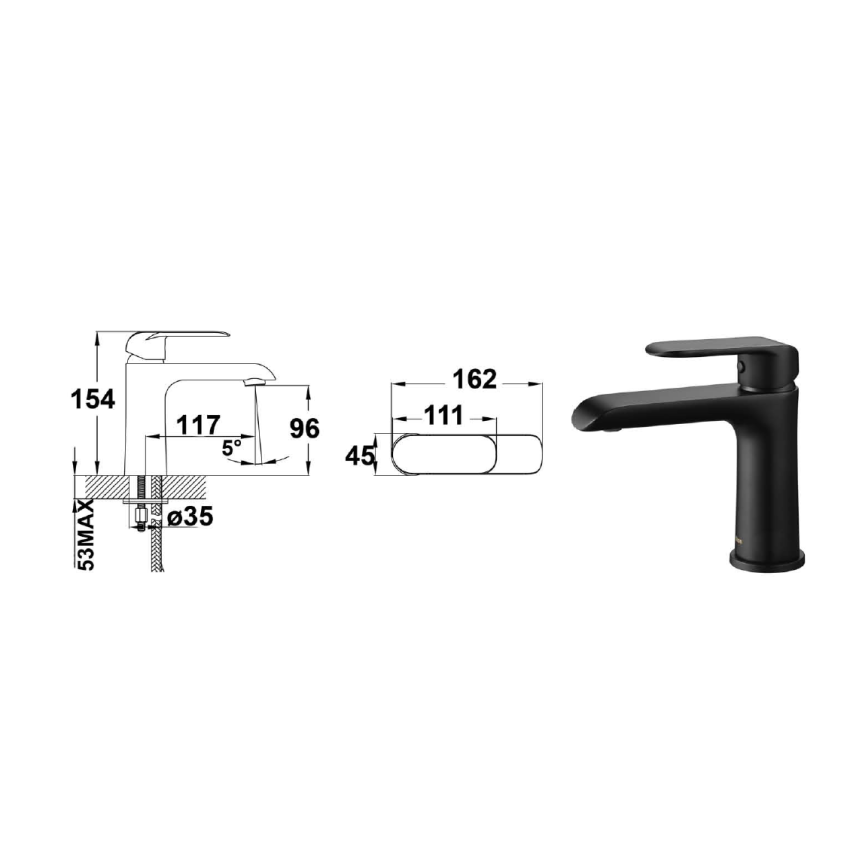 Kara Basin Mixer Matt Black