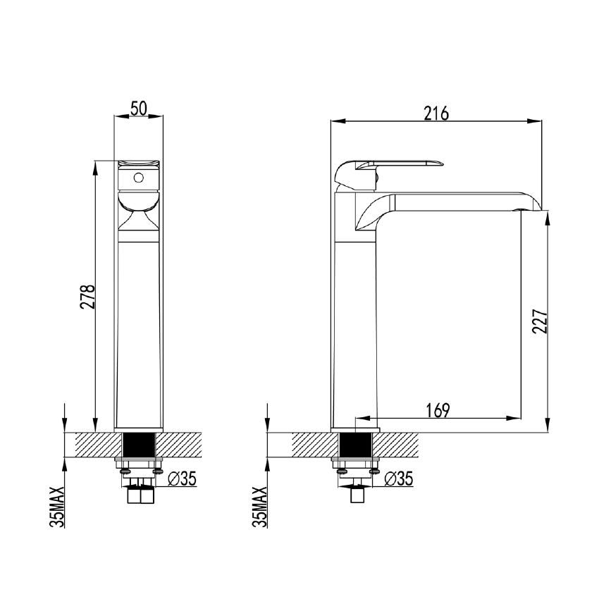 Kara High Rise Basin Mixer Chrome & White