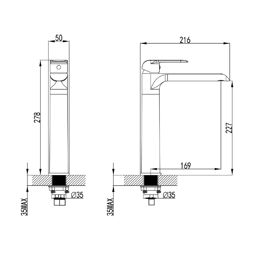 Kara High Rise Basin Mixer Matt Black