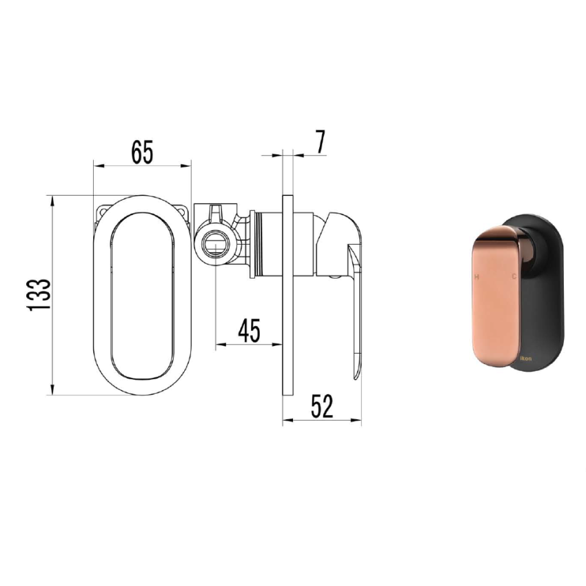 Kara Wall Mixer Black & Rose Gold Handle