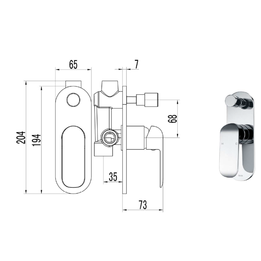 Kara Wall Mixer with Diverter Chrome