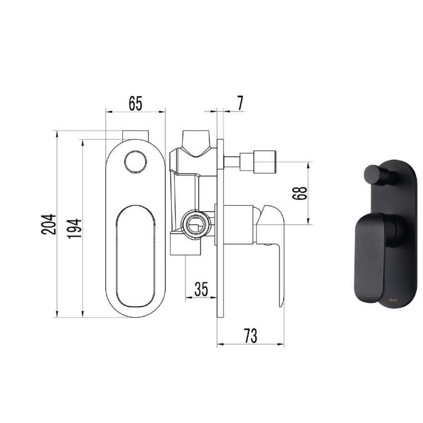 Kara Wall Mixer with Diverter Matt Black