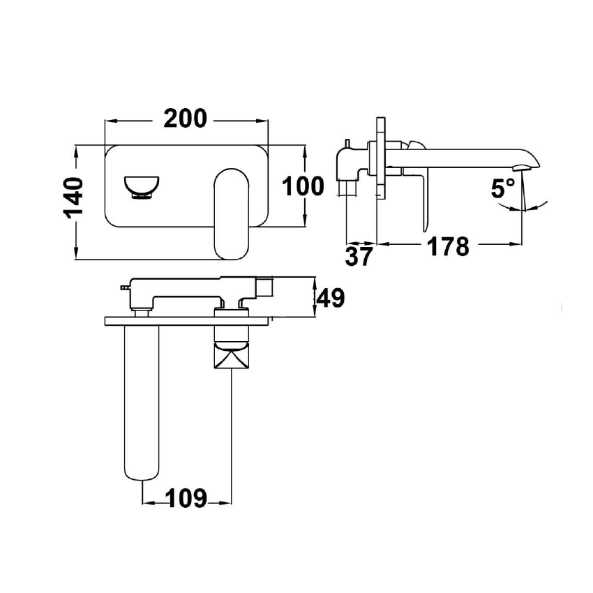 Kara Wall Basin Mixer Chrome