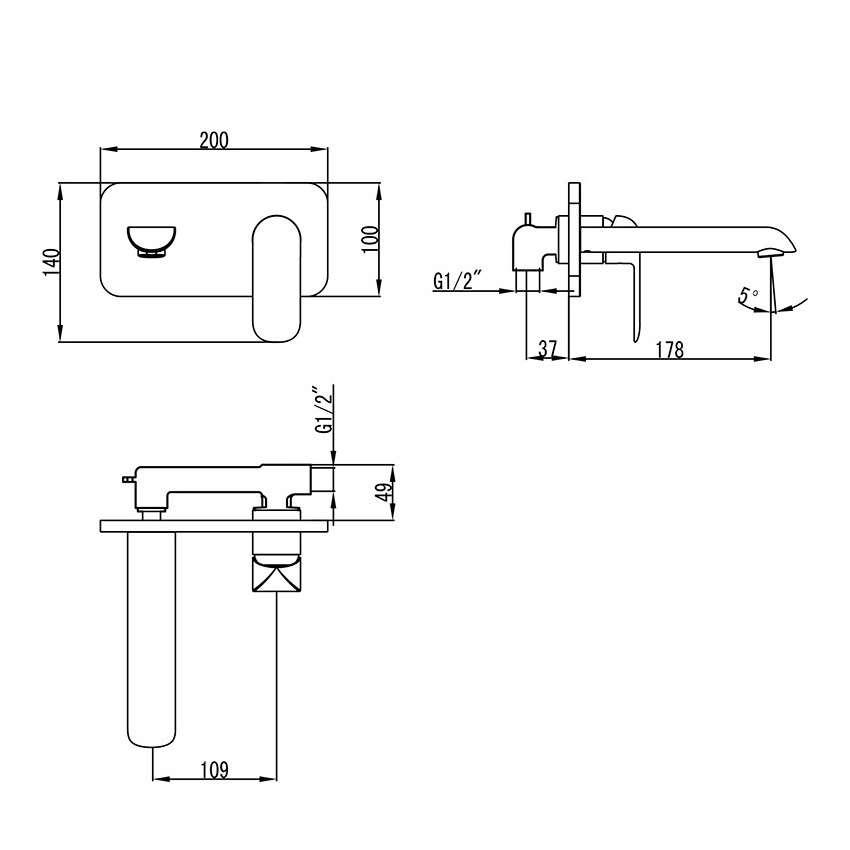 Kara Wall Basin Mixer Brushed Nickel