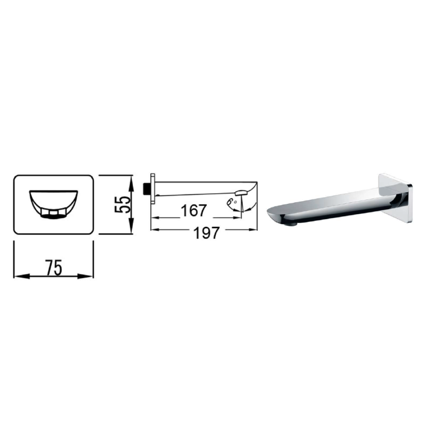 Kara Bath Spout Chrome