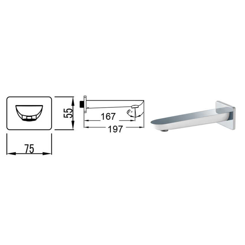 Kara Bath Spout Chrome & White