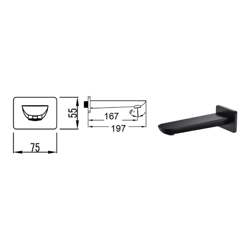 Kara Bath Spout Matt Black