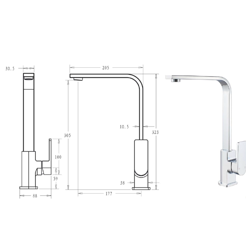 Flores Sink Mixer Chrome