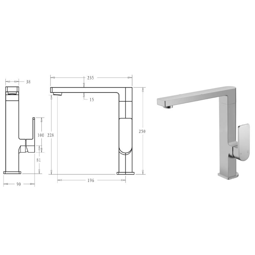 Flores Sink Mixer Brushed Nickel