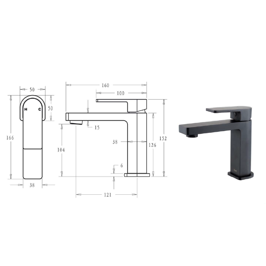 Flores Basin Mixer Matt Black