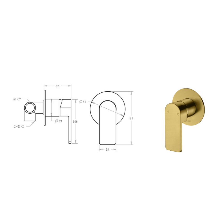 Flores Wall Mixer Brushed Gold