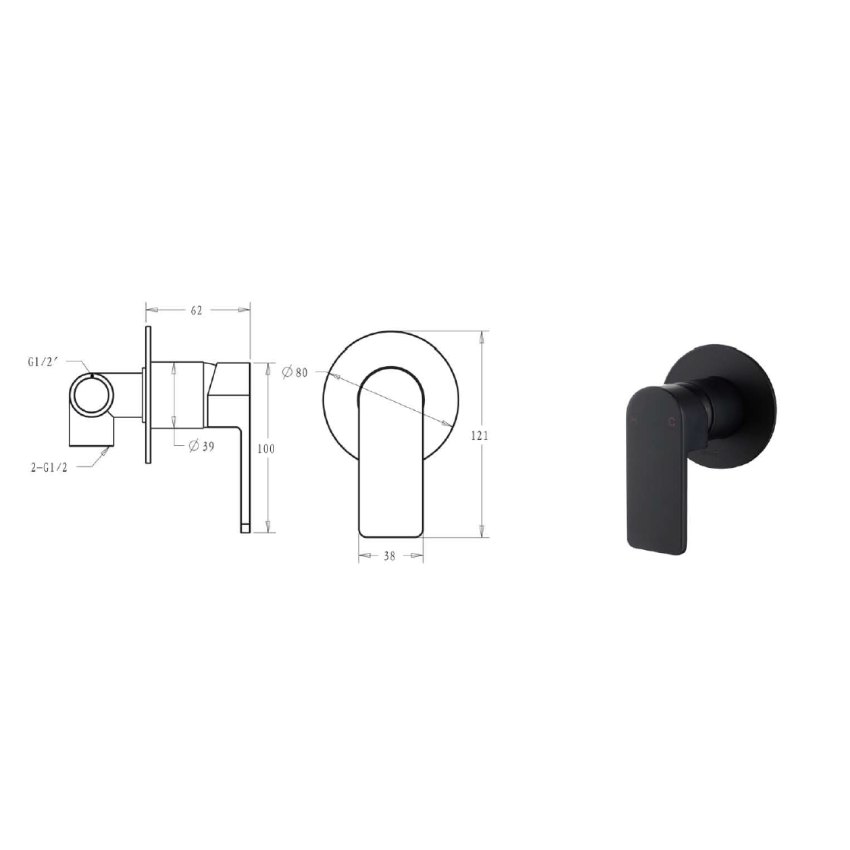 Flores Wall Mixer Matt Black