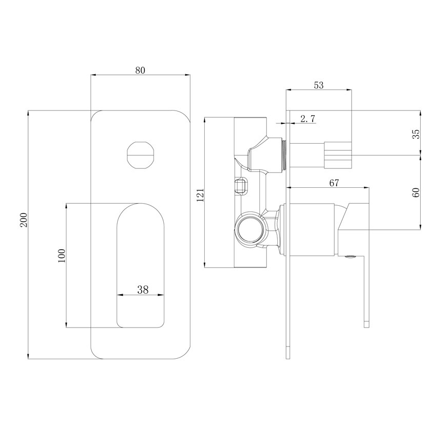 Flores Wall Mixer with Diverter Brushed Nickel