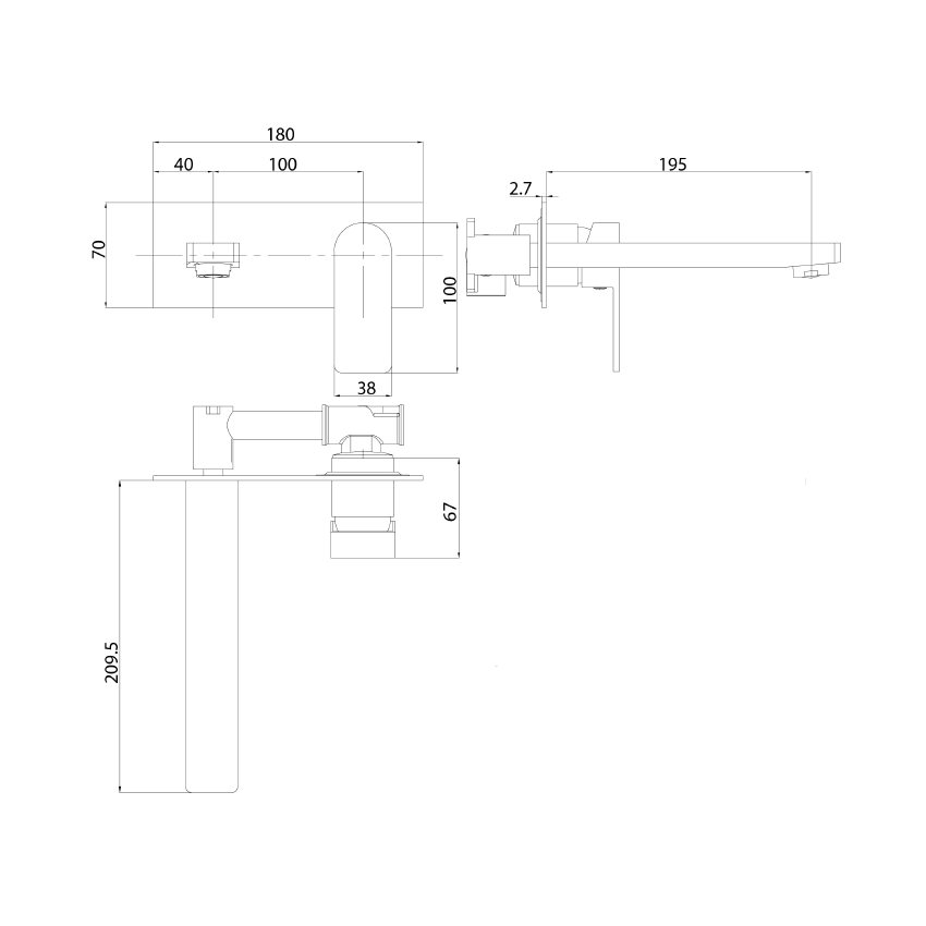 Flores Wall Basin Mixer Chrome