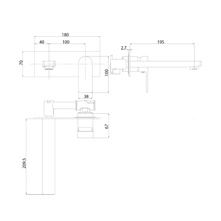 Flores Wall Basin Mixer Matt Black