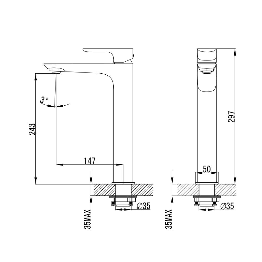 Banda High Rise Basin Mixer Chrome