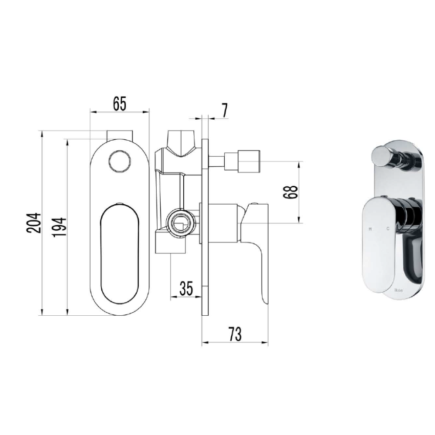 Banda Wall Mixer with Diverter  Chrome