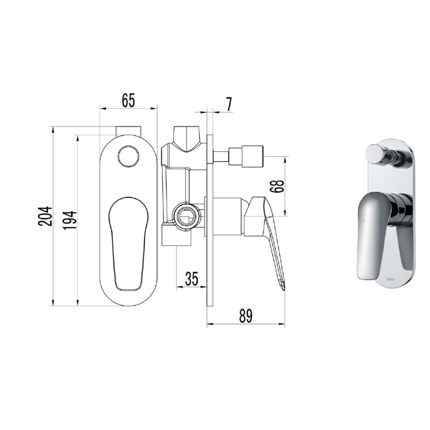 Sulu Wall Mixer with Diverter Chrome