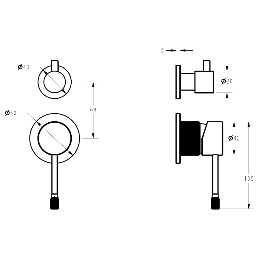 Linie Wall Diverter Mixer Trim Kit with Separate Cover Plate Brushed Nickel