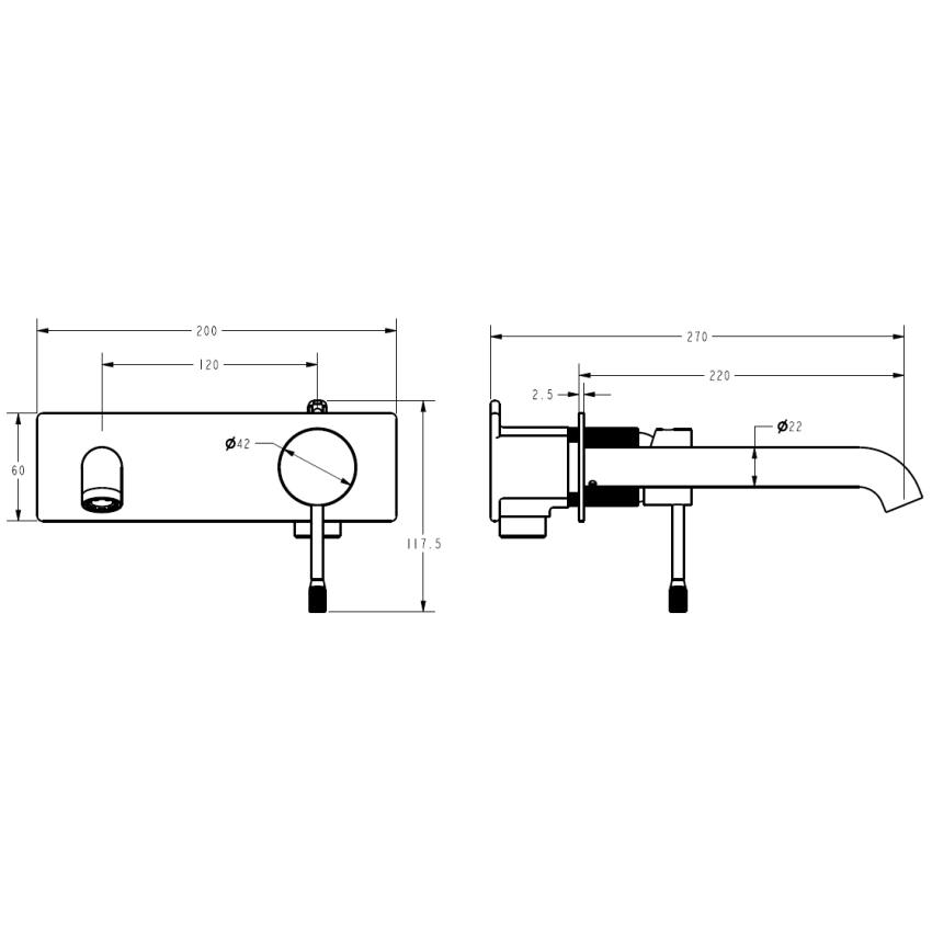 Linie Wall Basin Mixer Trim Kit With 220mm Spout Brushed Nickel