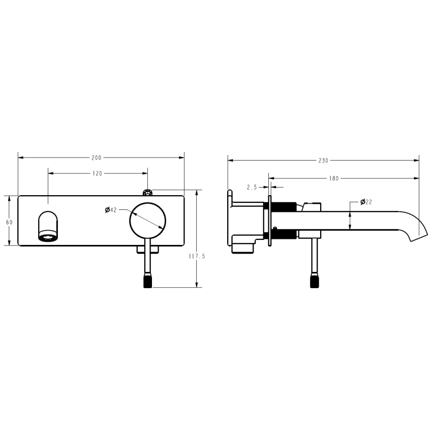 Linie Wall Basin Mixer Trim Kit Matt Black