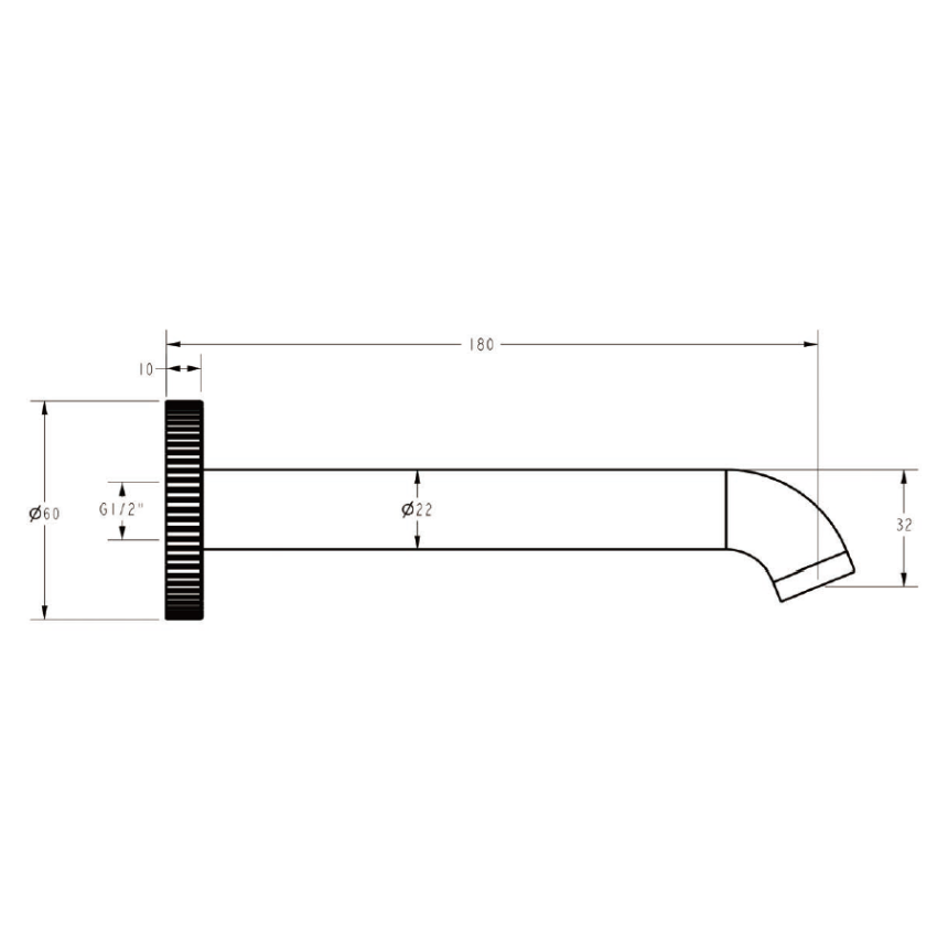 Linie Spout 180mm Brushed Nickel