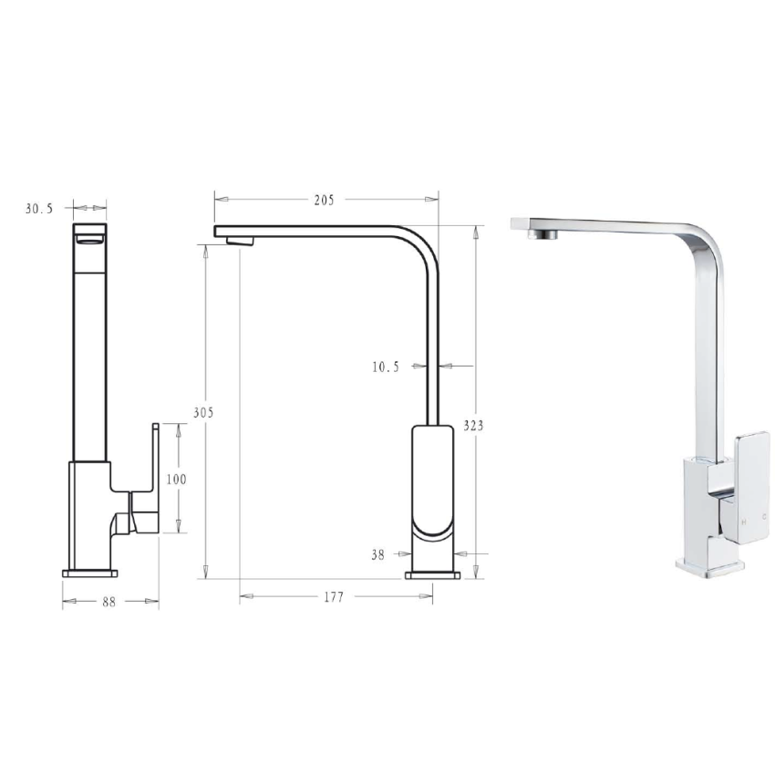 Ceram Sink Mixer Chrome