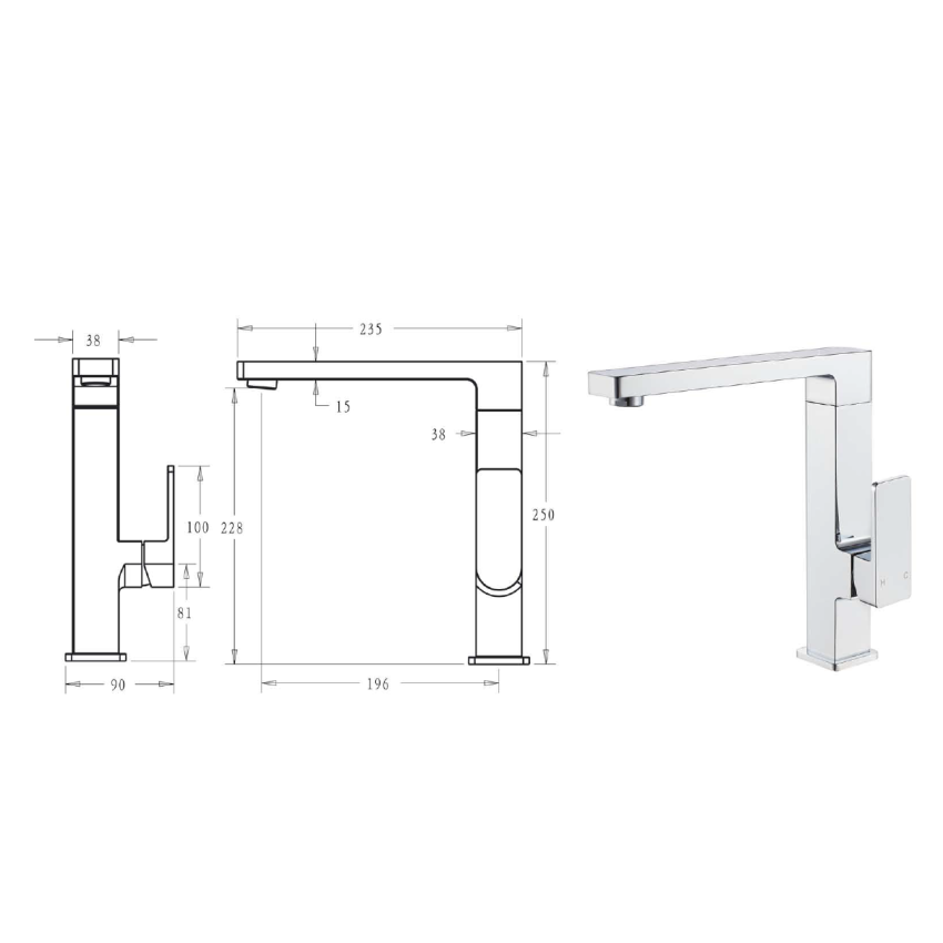 Ceram Kitchen Mixer Chrome