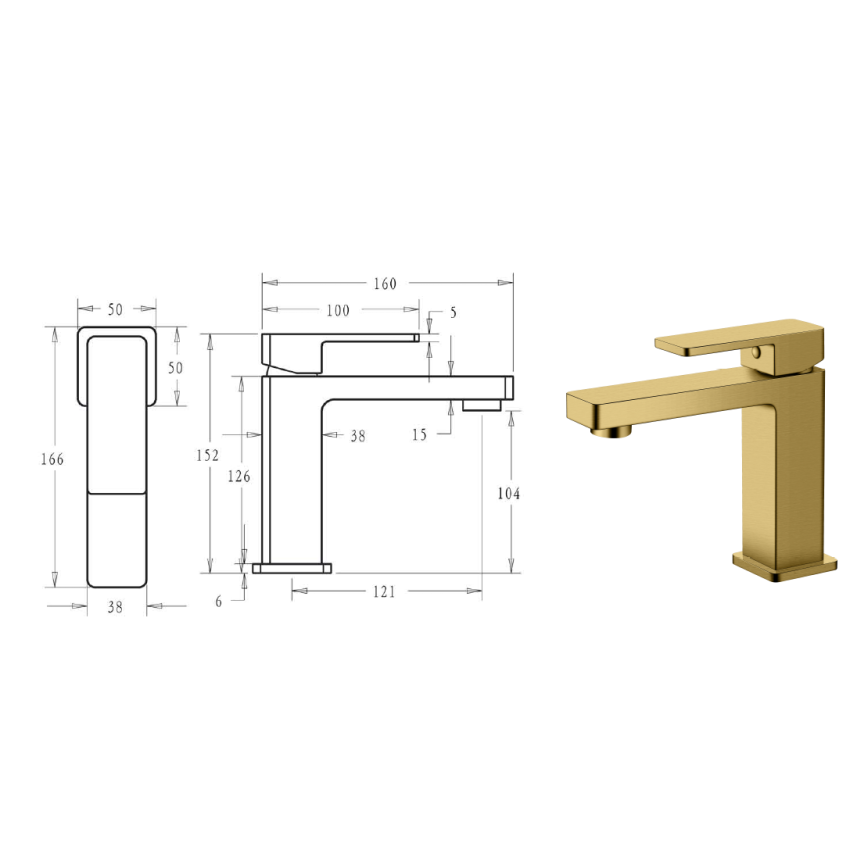 Ceram Basin Mixer Brushed Gold