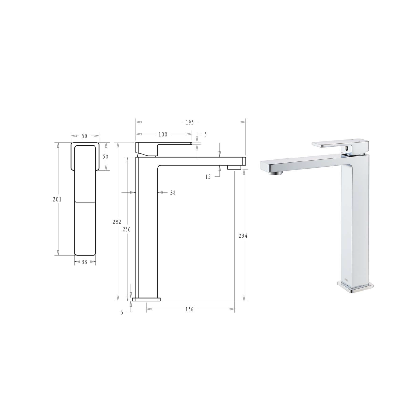 Ceram High Rise Basin Mixer Chrome
