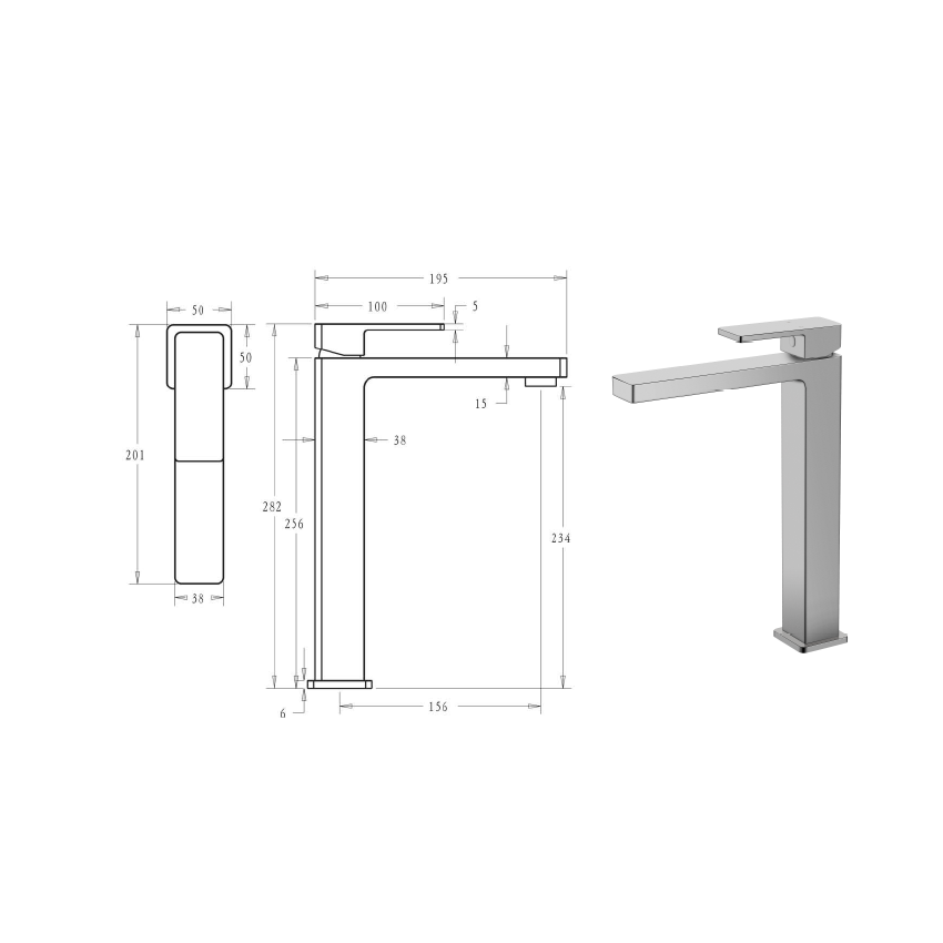 Ceram High Rise Basin Mixer Brushed Nickel
