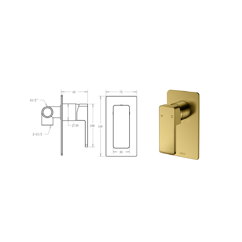Ceram Wall Mixer Brushed Gold