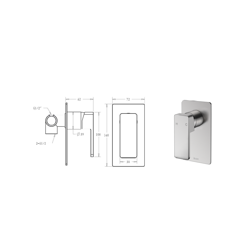 Ceram Wall Mixer Brushed Nickel