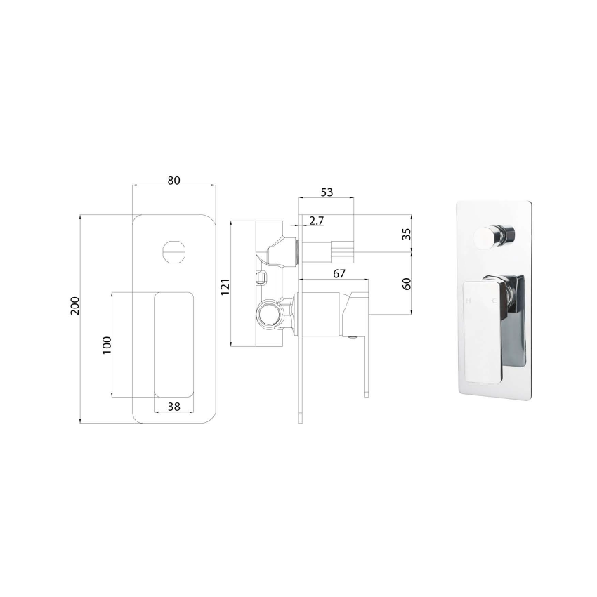 Ceram Wall Mixer with Diverter Chrome