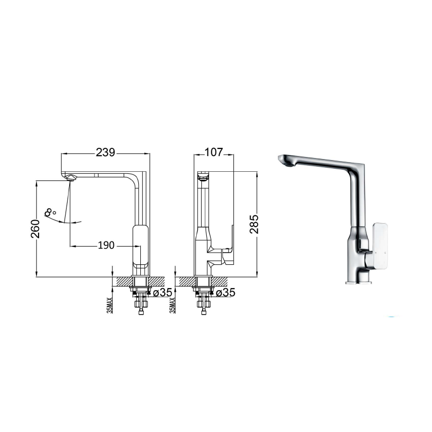 Seto Sink Mixer Chrome