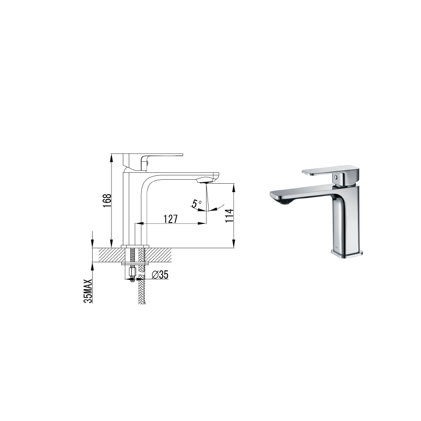 Seto Basin Mixer Chrome