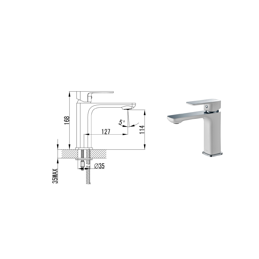 Seto Basin Mixer Chrome & White