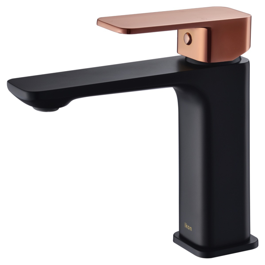 Seto Basin Mixer Black & Rose Gold Handle