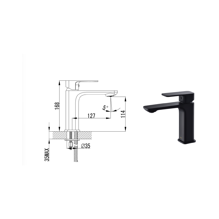 Seto Basin Mixer Matt Black