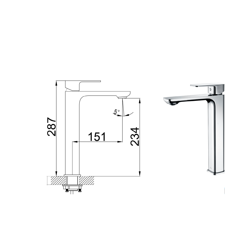 Seto High Rise Basin Mixer Chrome