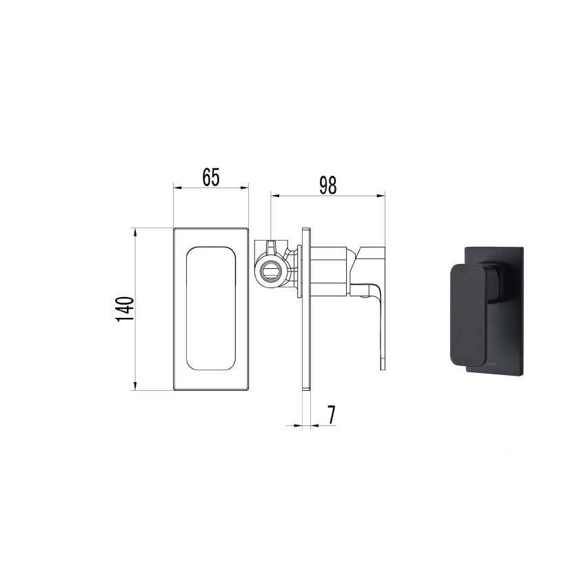 Seto Wall Mixer with Diverter Matt Black