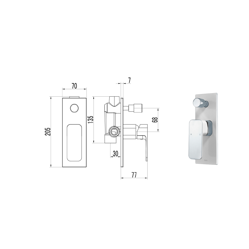 Seto Wall Mixer with Diverter Chrome & White