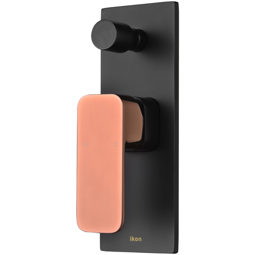 Seto Wall Mixer with Diverter Black & Rose Gold Handle