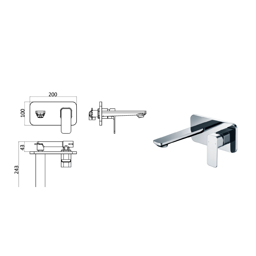 Seto Wall Basin Mixer Chrome