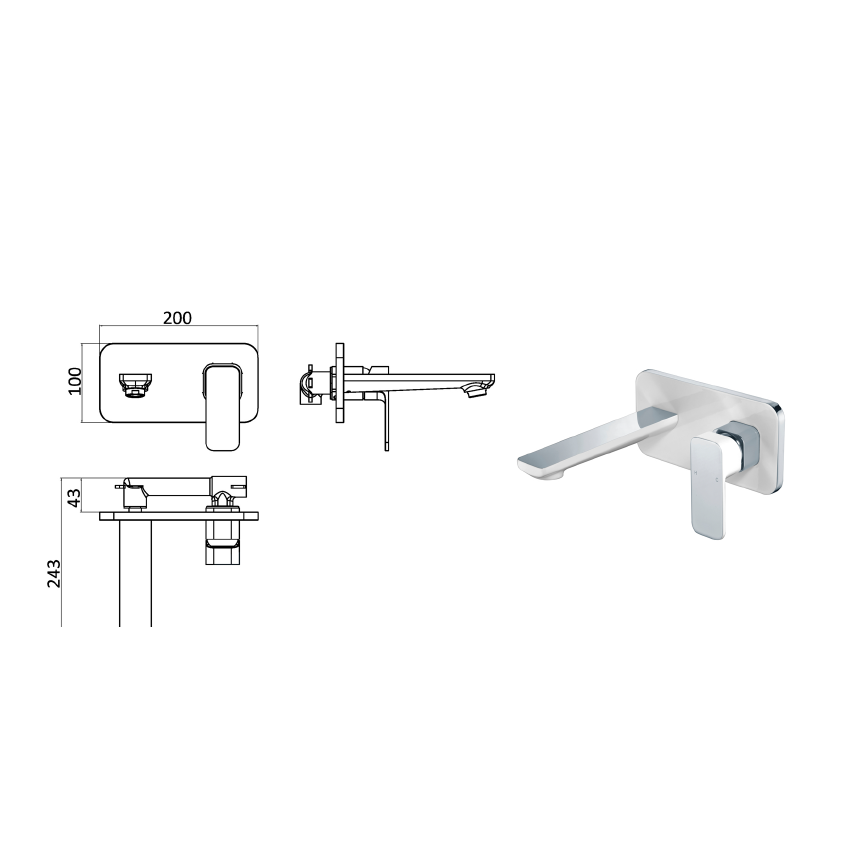 Seto Wall Basin Mixer Chrome & White