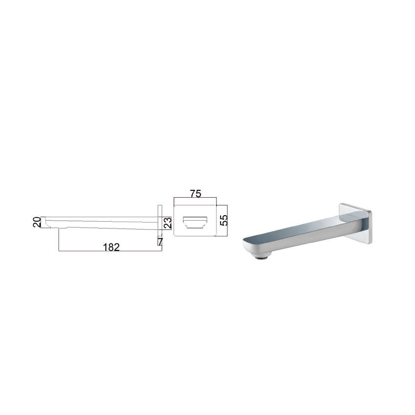 Seto Bath Spout Chrome & White