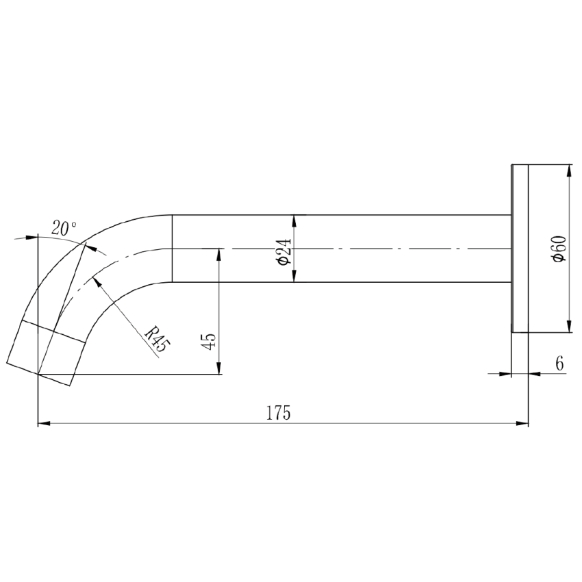 Soko Spout Brushed Nickel,60mm cover plate