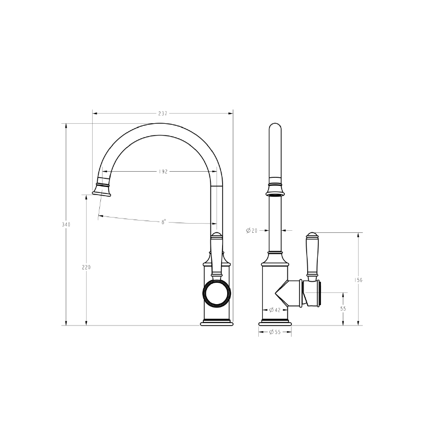 Clasico Gooseneck Sink Mixer Chrome